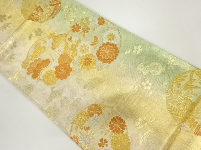 JAPANESE FUKURO OBI / WOVEN FLOWER ROUNDEL